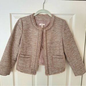 Frenchi | Blush Tweed Blazer with fringe | Size small